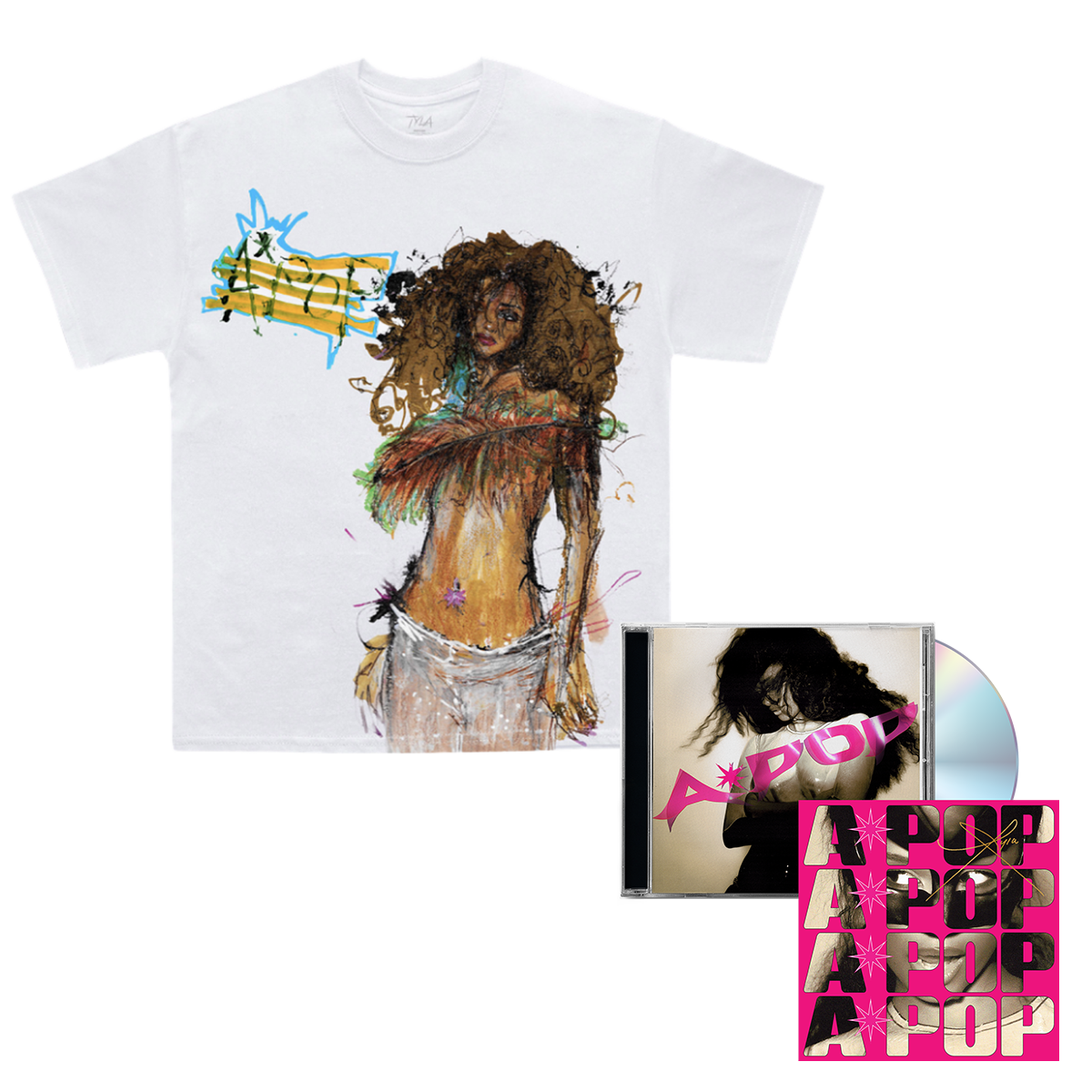 ミュージシャン Tyla Angel Tee White XX-LARGE Tyla Signed A*POP CD and Sketch Tee Fan Pack – Tyla US Store